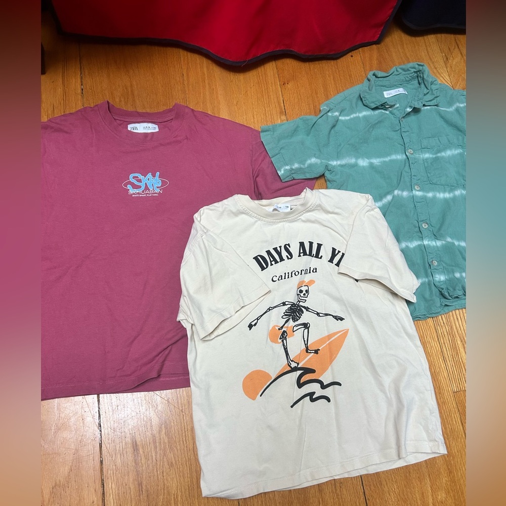 Zara Boys 9-10 Years T-shirts and Button Down Shirt